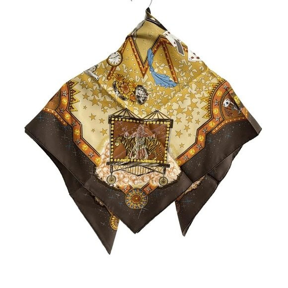 Auth HERMES Carre 90 - Beige Brown Multi Scarf - Picture 2 of 4